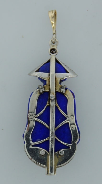 Art Deco Chinoiserie Lacloche Lapis Lazuli Diamond Pendant 3