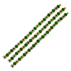 Van Cleef & Arpels Goldhalskette, Trio mit Chrysophrase-Diamanten, 1980er Jahre