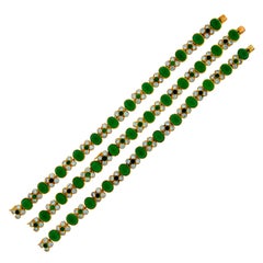 Van Cleef & Arpels Gold Necklace Bracelet Trio with Chrysophrase Diamonds, 1980s