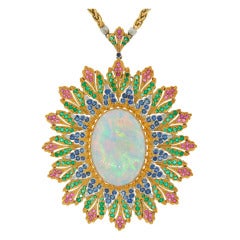 1960's Buccellati Opal Gems & Yellow Gold Pendant / Necklace / Brooch