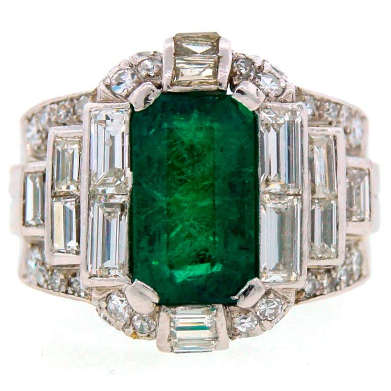 1960s Bulgari Emerald Diamond Platinum Ring at 1stDibs | bulgari ...