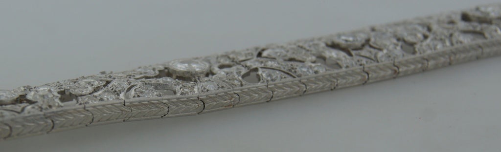 1920s Fontana Art Deco Diamond Platinum Bracelet In Excellent Condition For Sale In Beverly Hills, CA