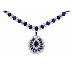 Oscar Heyman Sapphire Diamond Platinum Necklace / Bracelet / Brooch - Pin / Pendant c1960s 12