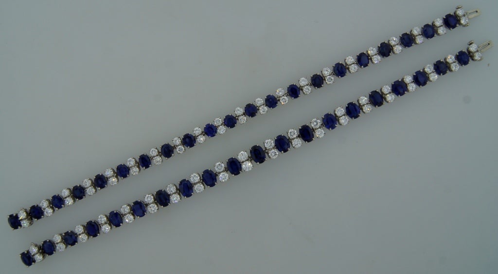 Oscar Heyman Sapphire Diamond Platinum Necklace Bracelet Brooch Pin Pendant In Excellent Condition For Sale In Beverly Hills, CA