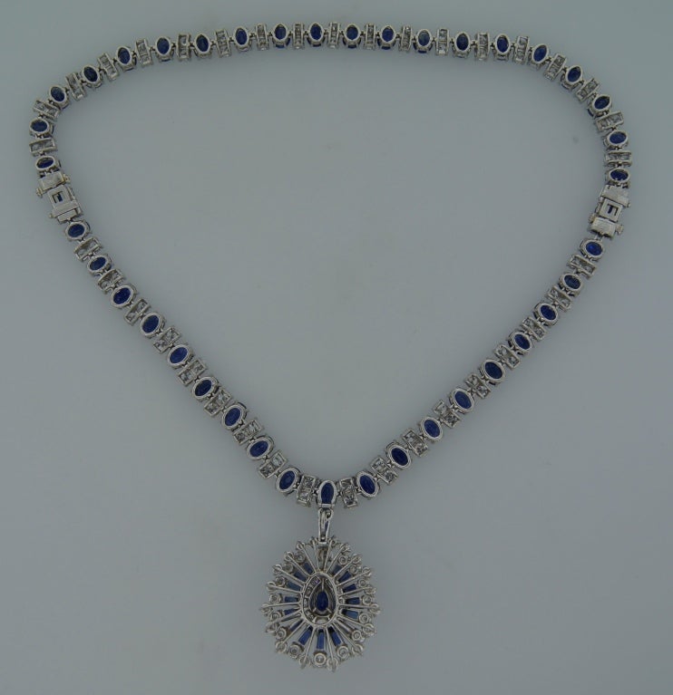 Women's Oscar Heyman Sapphire Diamond Platinum Necklace Bracelet Brooch Pin Pendant For Sale