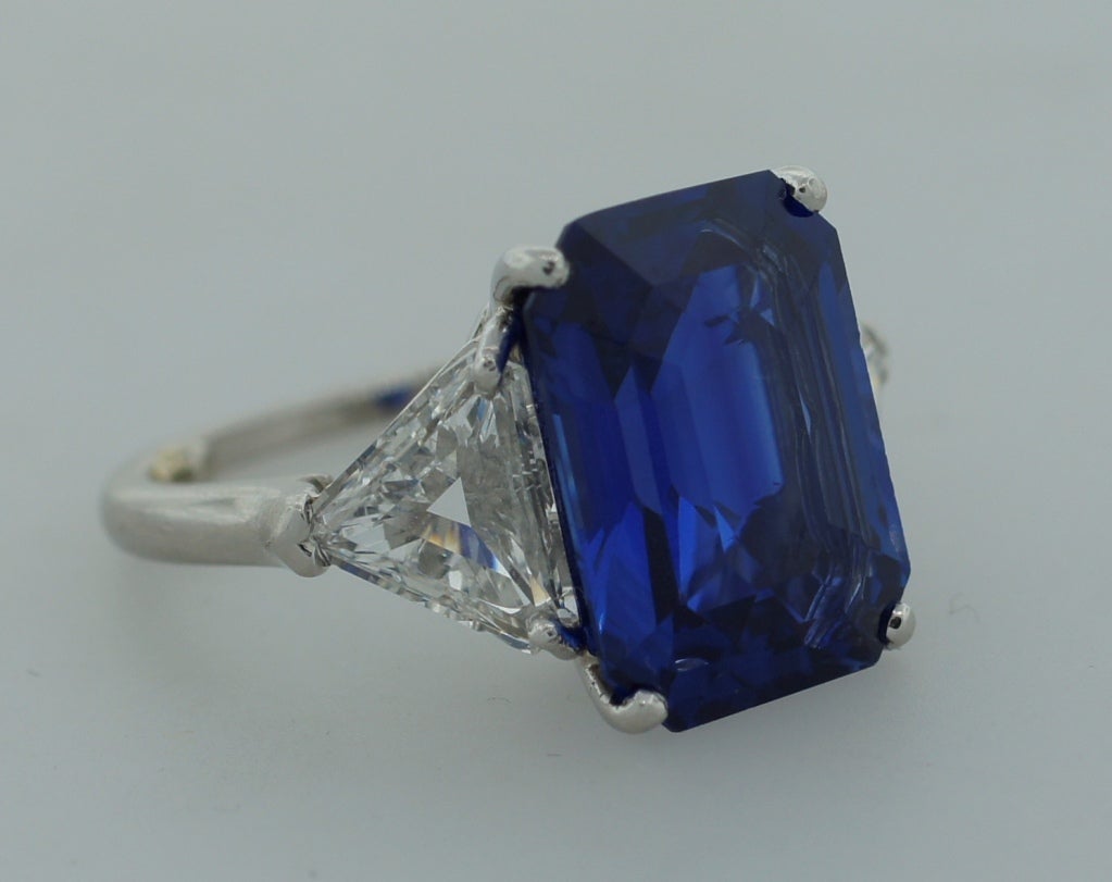 Sapphire Diamond Platinum Three-Stone Ring 8.40 Carat GIA Report 2