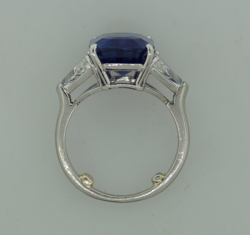 Sapphire Diamond Platinum Three-Stone Ring 8.40 Carat GIA Report 4