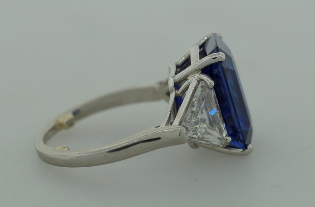 Sapphire Diamond Platinum Three-Stone Ring 8.40 Carat GIA Report 5