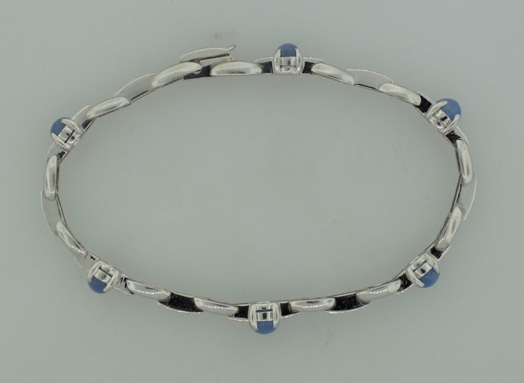 Women's J.E. Caldwell Star Sapphire Diamond Platinum Bracelet c1960s   For Sale