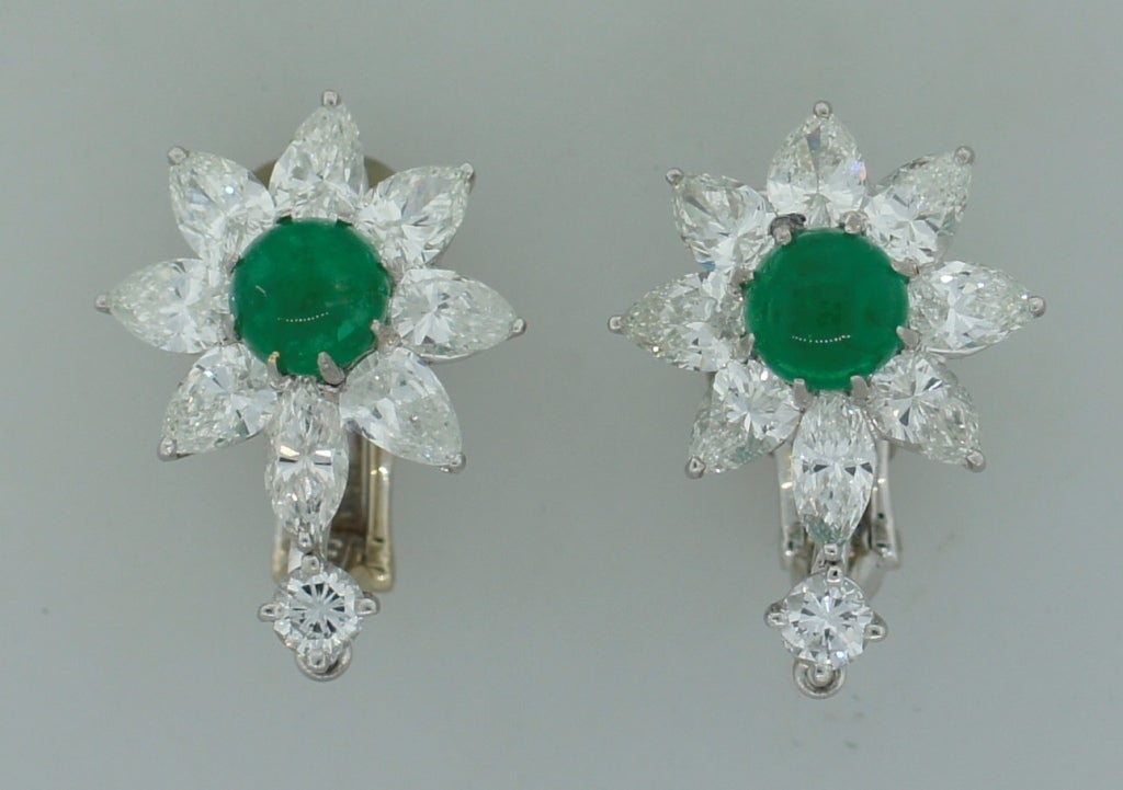 David Webb Smaragd Diamant Platin Ohrringe c1970s Damen