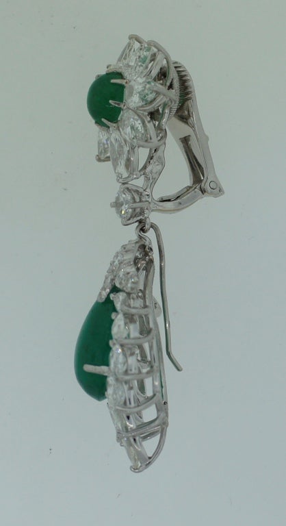 David Webb Smaragd Diamant Platin Ohrringe c1970s 2