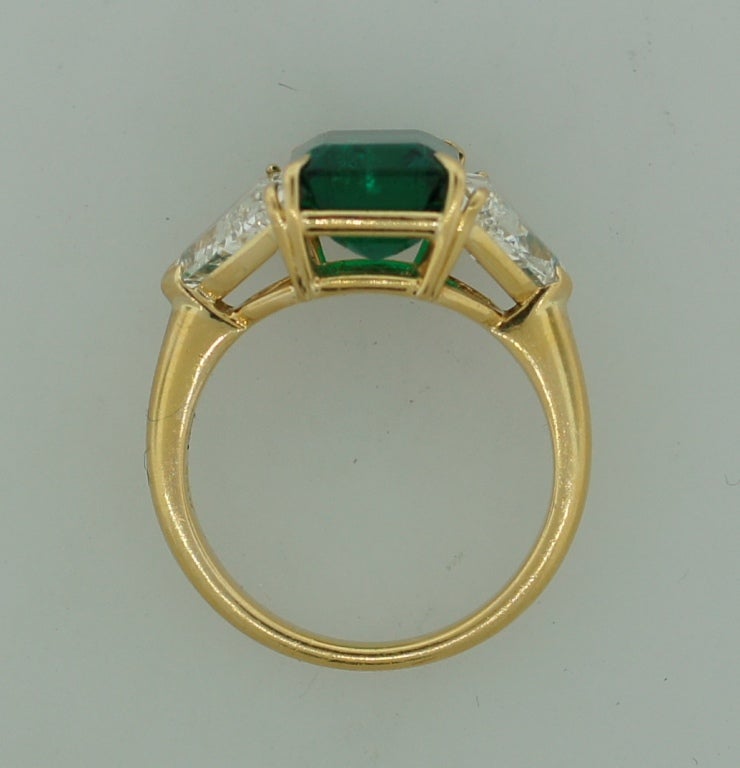 Women's Harry Winston Colombian Emerald (Gubelin Cert) Diamond Yellow Gold Ring