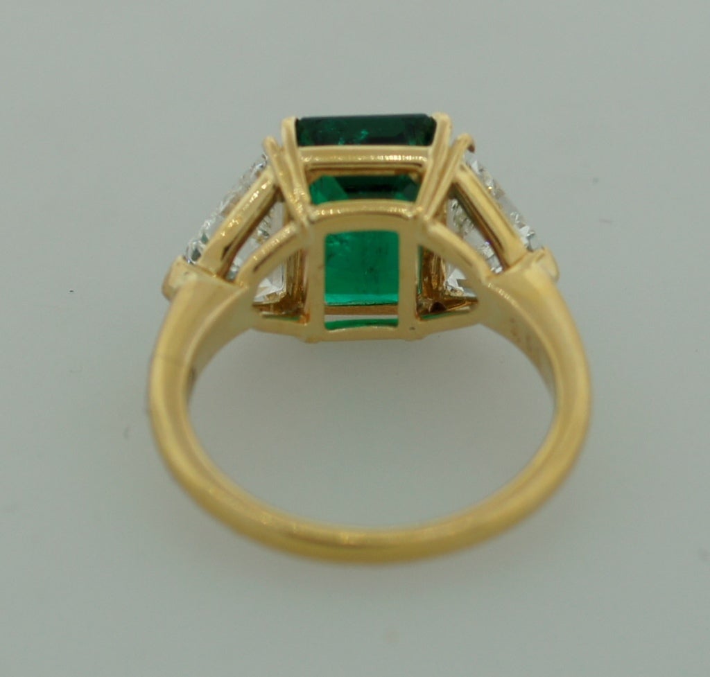 Harry Winston Colombian Emerald (Gubelin Cert) Diamond Yellow Gold Ring 1