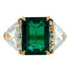 Harry Winston Colombian Emerald (Gubelin Cert) Diamond Yellow Gold Ring