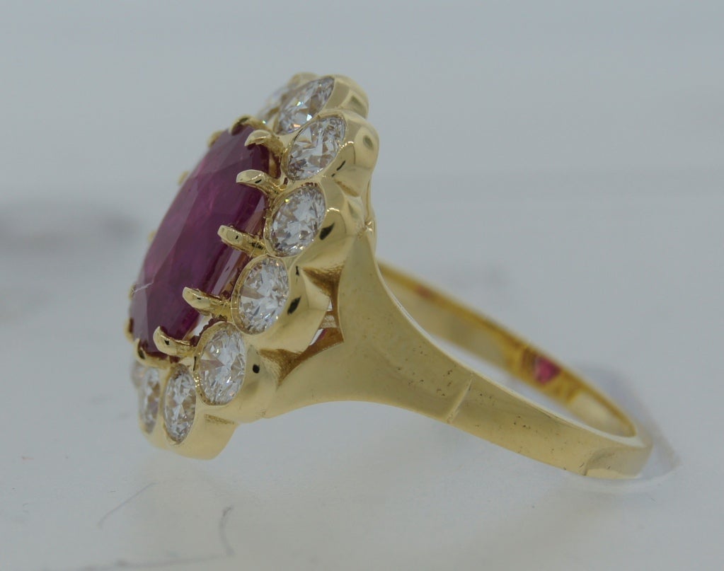 Women's 3.96-ct Burmese Ruby (Gubelin Lab Cert) Diamond Yellow Gold Ring