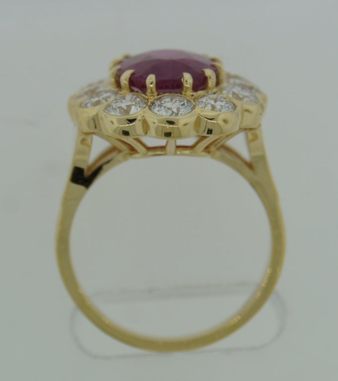 3.96-ct Burmese Ruby (Gubelin Lab Cert) Diamond Yellow Gold Ring 1