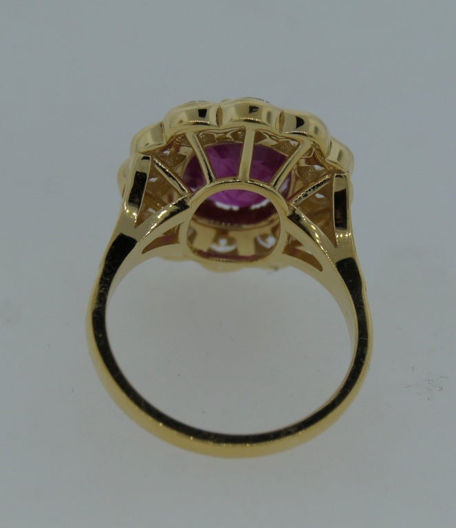 3.96-ct Burmese Ruby (Gubelin Lab Cert) Diamond Yellow Gold Ring 2