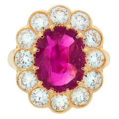 3.96-ct Burmese Ruby (Gubelin Lab Cert) Diamond Yellow Gold Ring