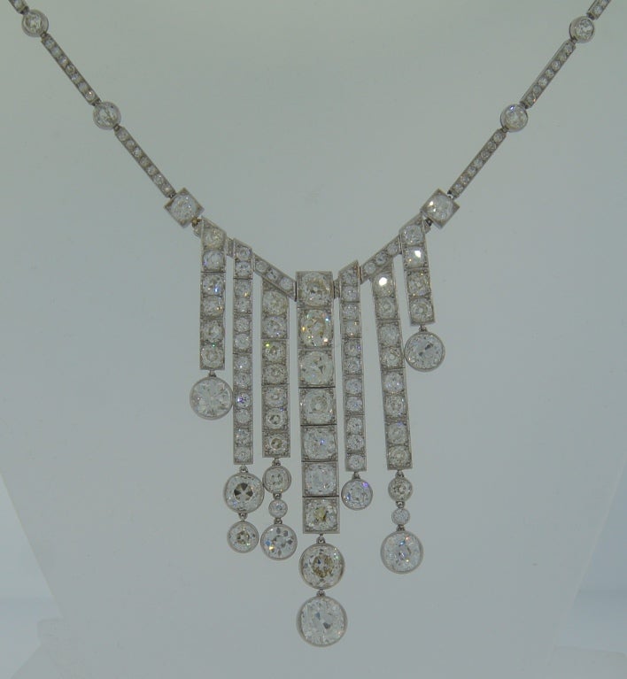 1920s Important French Art Deco Diamond Platinum Necklace at 1stDibs