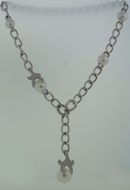 Mikimoto Pearl Diamond White Gold Necklace 1