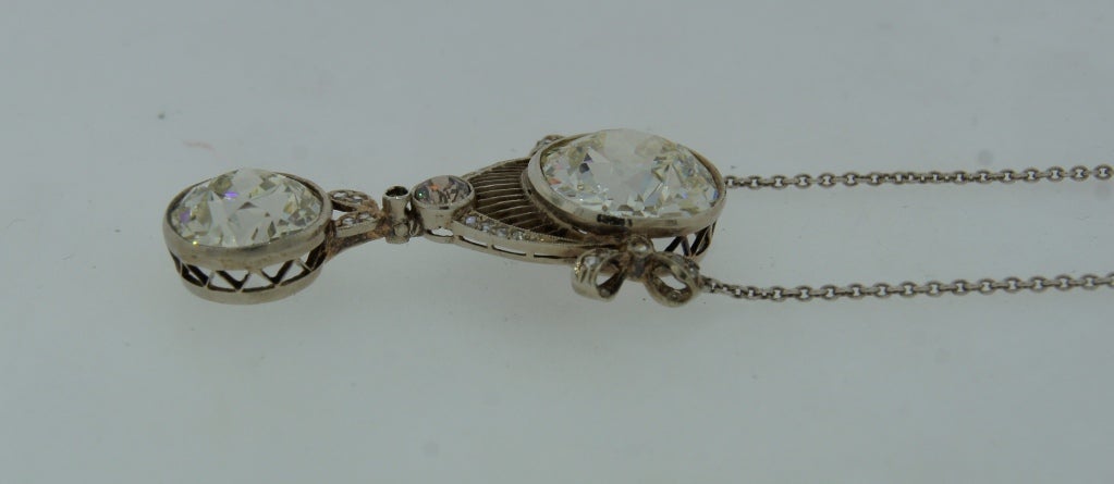 Victorian Diamond Platinum Pendant Necklace Antique Estate Jewelry For Sale 3