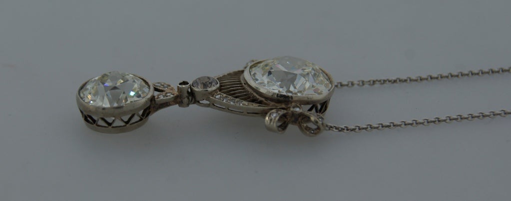 Victorian Diamond Platinum Pendant Necklace Antique Estate Jewelry For Sale 4