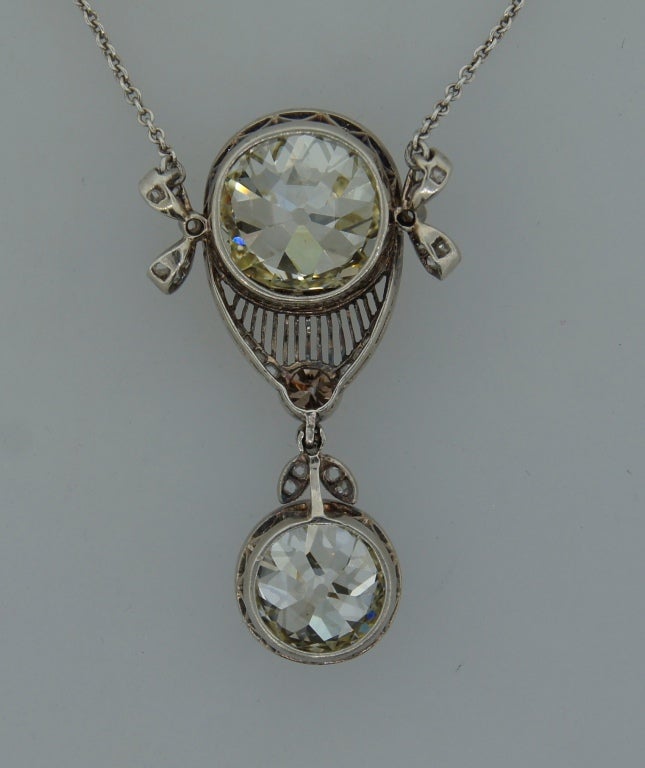 Victorian Diamond Platinum Pendant Necklace Antique Estate Jewelry For Sale 5