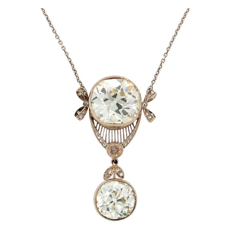 Victorian Diamond Platinum Pendant Necklace Antique Estate Jewelry For Sale