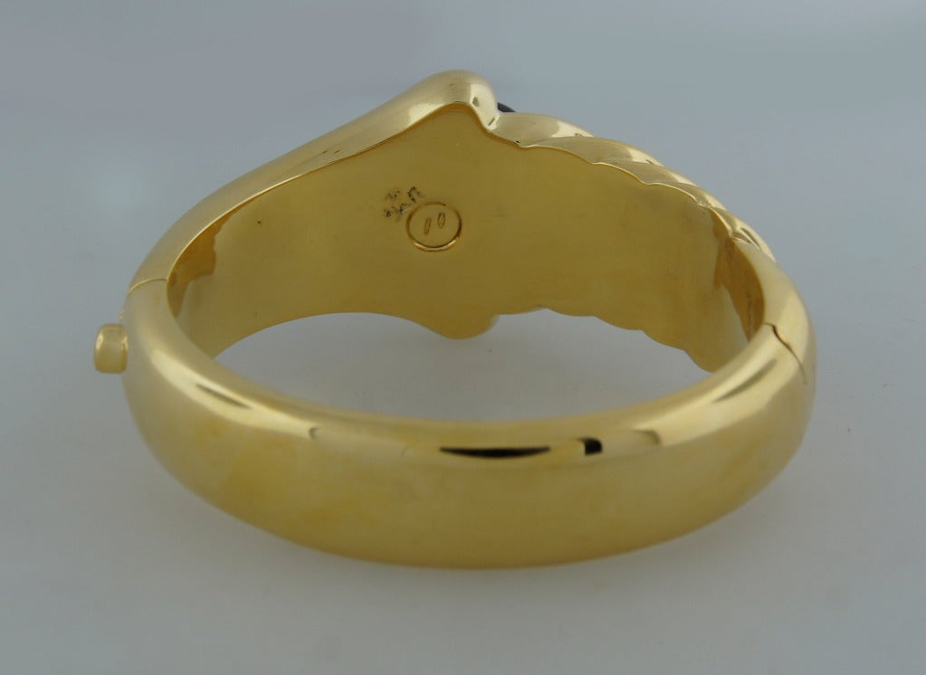 Van Cleef & Arpels Black Onyx Diamond Yellow Gold Bangle Bracelet 1970s  1