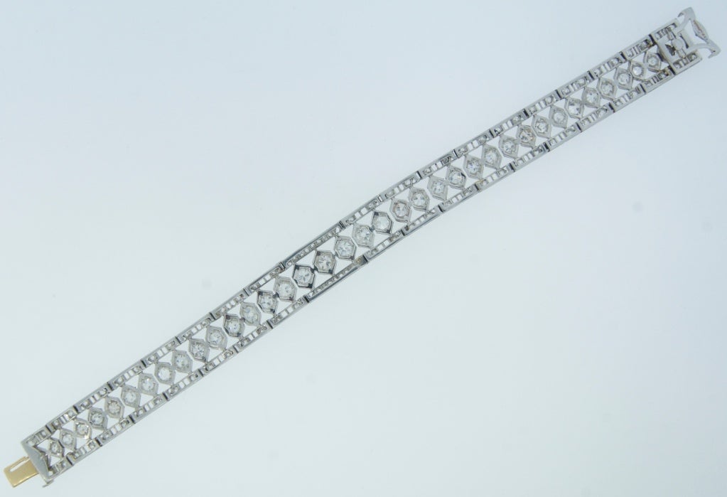 Mixed Cut Art Deco Tiffany & Co. Diamond Platinum Bracelet For Sale
