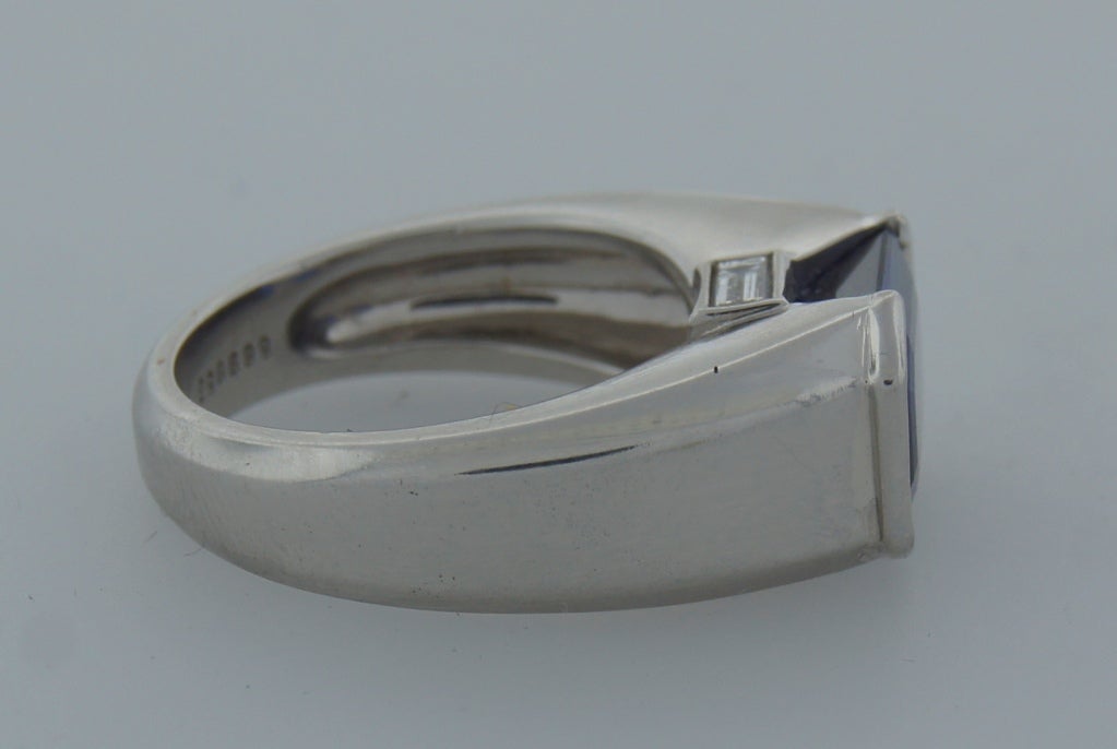 Women's or Men's Cartier Natural Sapphire Diamond Platinum Ring
