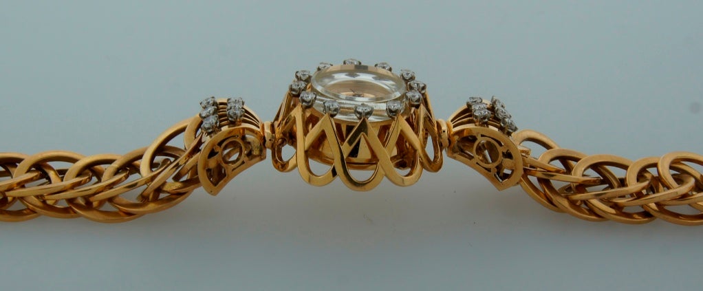 Boucheron Lady's Yellow Gold and Diamond Retro Braclet Watch circa 1940s 1