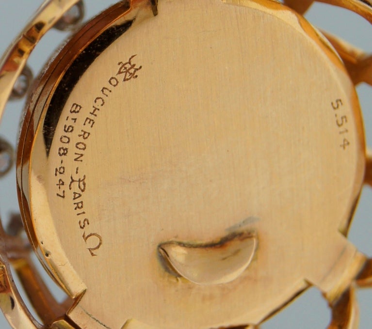 Boucheron Lady's Yellow Gold and Diamond Retro Braclet Watch circa 1940s 2