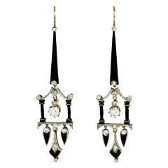 Edwardian Onyx and Diamond Earrings 3