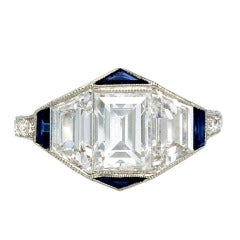 An Art Deco Diamond and Sapphire Ring