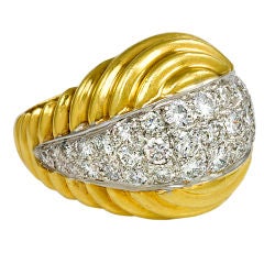 A Gold and Diamond Bombe Ring A Gold and Diamond Bombe Ring