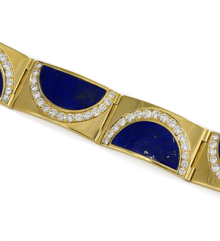 Women's A BULGARI Gold, Lapis, and Diamond Bracelet