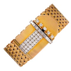 An Ostertag Retro Gold and Diamond Bracelet