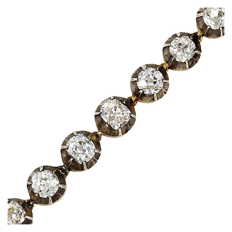 Antique Old Mine Cut Diamond Line Bracelet