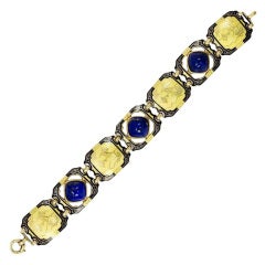 An Art Deco Gold, Enamel and Lapis Bracelet