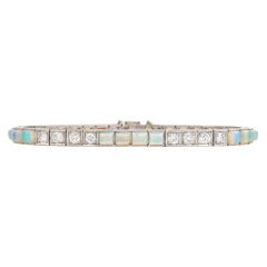 Edwardianisches Opal-Diamant-Linien-Armband