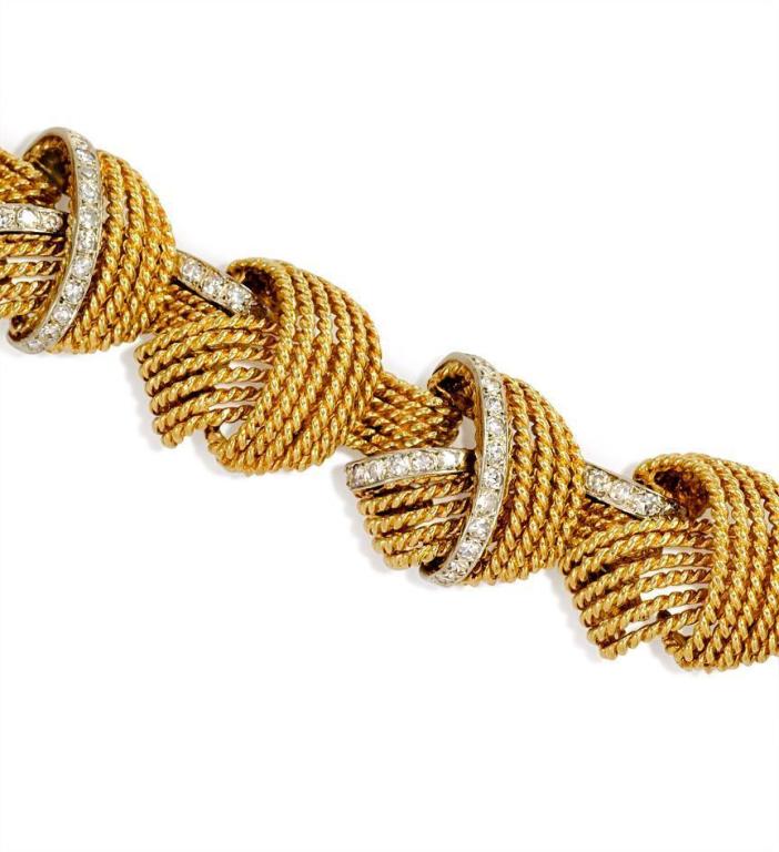 1950s Gold and Diamond Bracelet In Excellent Condition In New York, NY