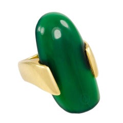 Italian Green Onyx Gold Ring