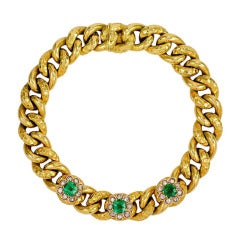 Antique Gold, Emerald and Diamond Bracelet