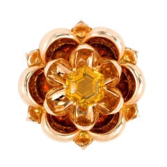 Tiffany & Co. Citrine Gold Flower Brooch