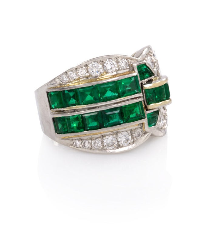 Art Deco Emerald Diamond Ring