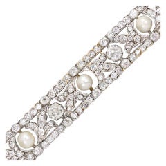 Edwardian Diamond and Pearl Bracelet