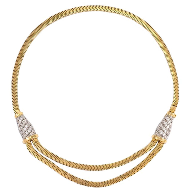 1940s French Gold and Diamond Necklace