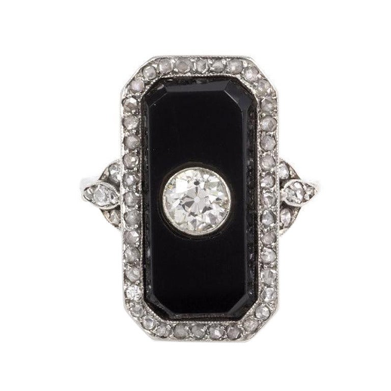 Edwardian Onyx Diamond Ring at 1stDibs