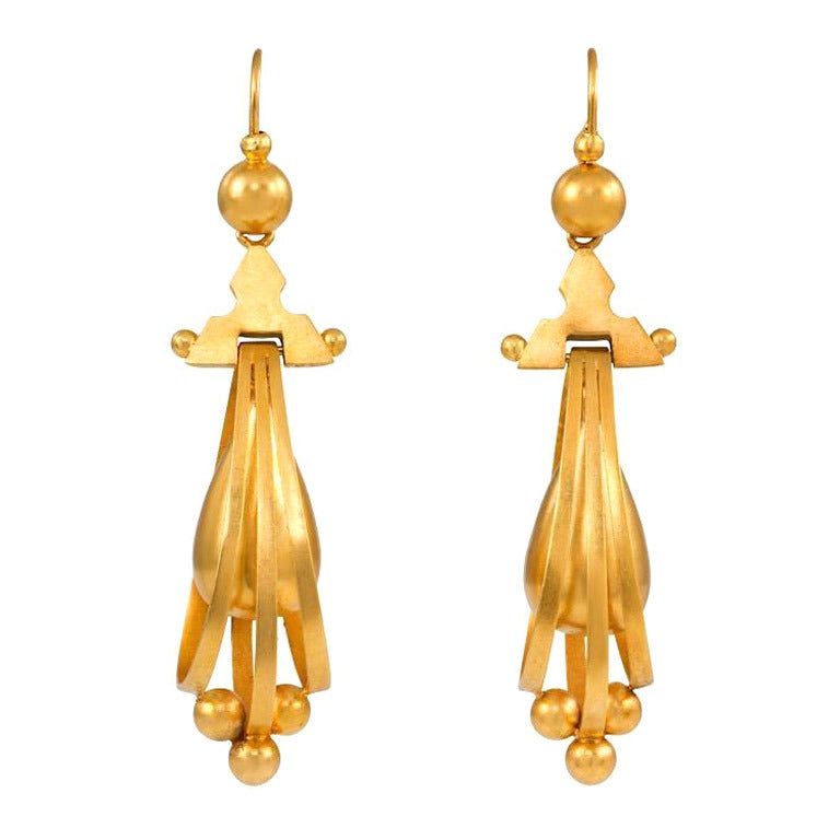 Victorian Gold Pendant Earrings at 1stdibs
